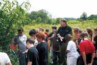 Teaching kids about environment outside in field