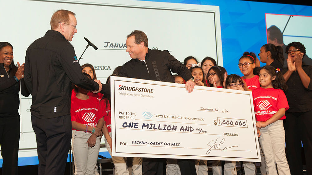 BSRO President, Stu Crum, presenting $1 million check to BGCA