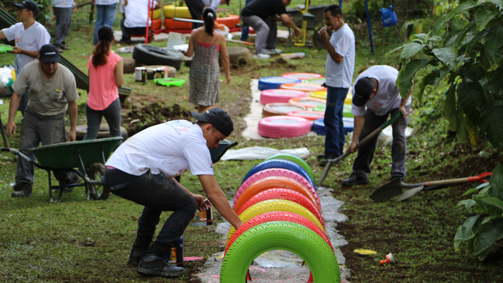 Bridgestone Team Builds Park with Recycled Tires