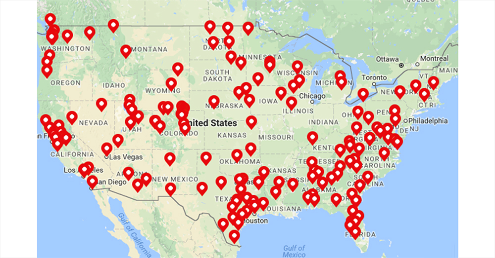 GCR Tires & Service Route Planner locations map