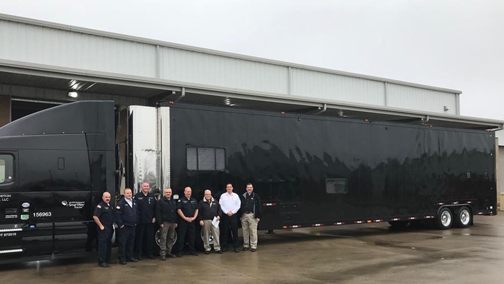 Bridgestone Americas employees with Emergency Response Trailer donated to Murfreesboro Fire Rescue Department