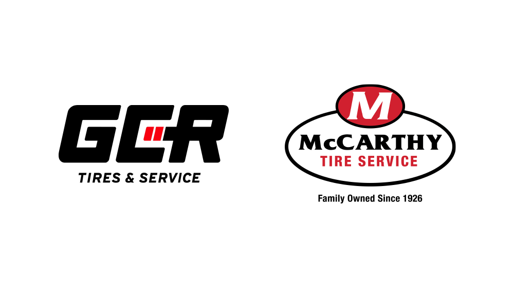 GCR tires and service logo with McCarthy tire service logo