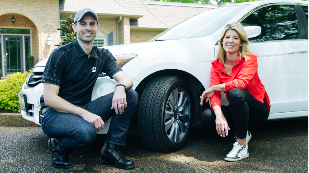 Landyn Hutchinson from living with landyn and Will Robbins engineer from bridgestone americas national tire safety week