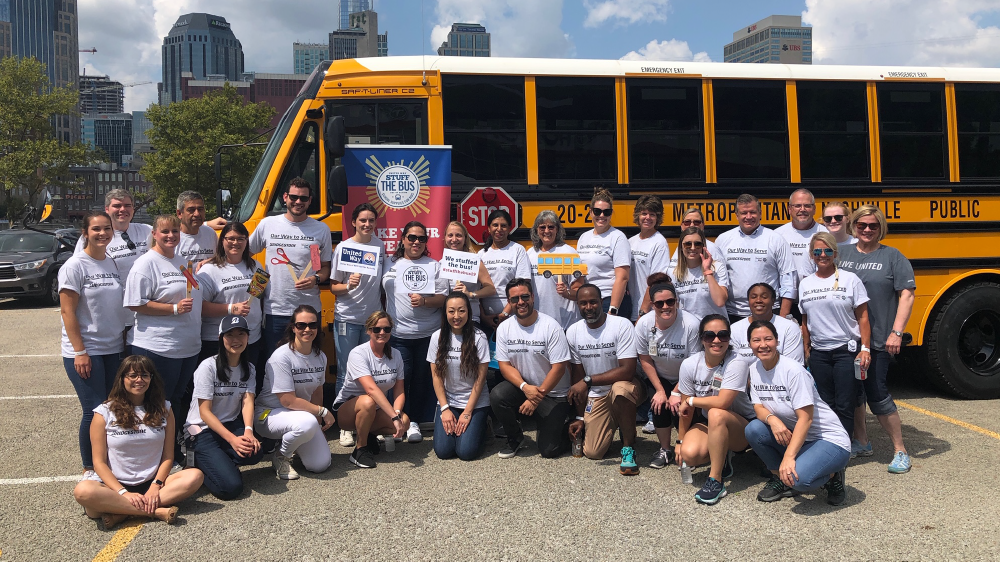 Bridgestone teammates in downtown Nashville volunteer with united way