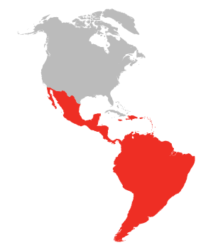 Map with Latin America Highlighted