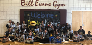 Vegas Golden Knight’s Ryan Reaves poses with local youth