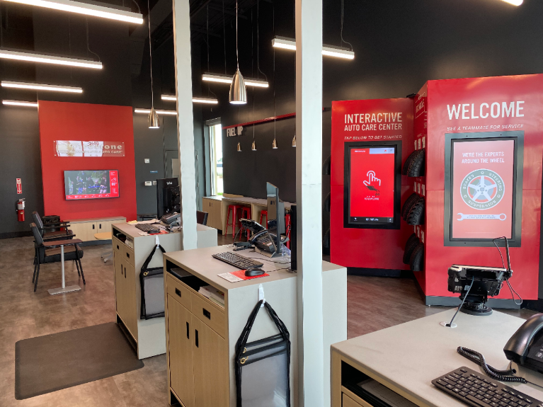 Interior display at the new Ft. Worth, TX Firestone Complete Auto Care store.