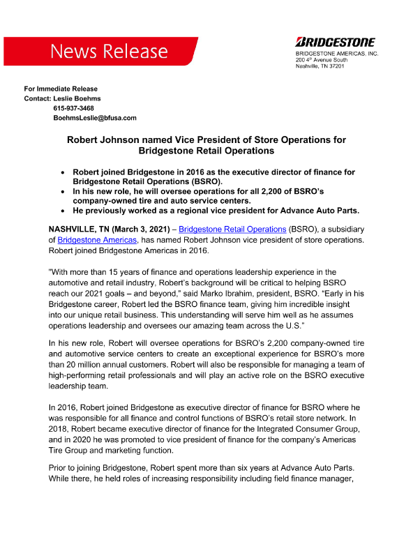 030321 Press Release BSRO Robert Johnson