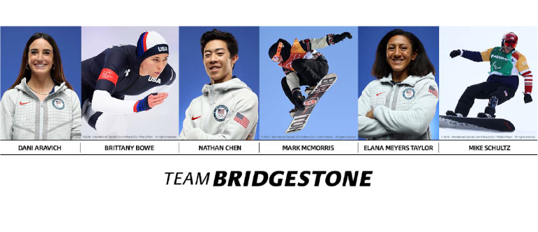 Bridgestone is partnering with six winter athletes from the U.S. and Canada as Team Bridgestone ambassadors