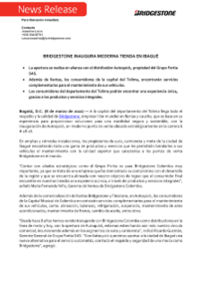 Text Bridgestone inaugura moderna tienda en Ibague 