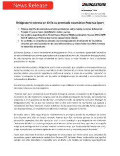 Potenza Sport ha demostrado excelentes prestaciones sobre mojado