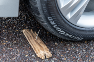 DriveGuard Plus tires about to run over a nail