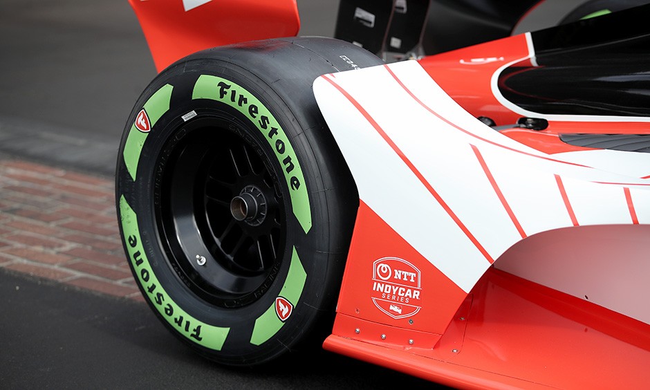 Close-up of rear guayule tire on rear wheel