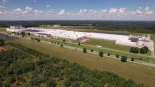 Drone video of exterior of plant