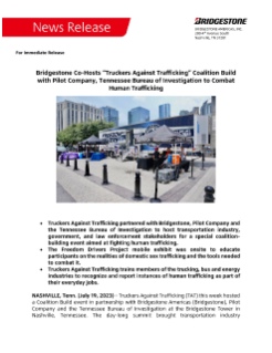 Bridgestone Co-Hosts “Truckers Against Trafficking” Coalition Build with Pilot Company, Tennessee Bureau of Investigation to Combat Human Trafficking Press Release