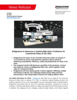 Bridgestone to Showcase a Customizable Suite of Solutions for Commercial Fleets at CES 2024 Press Release