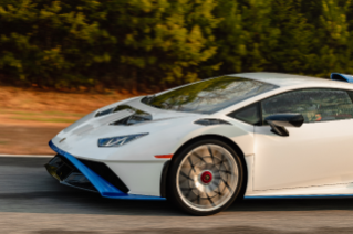 Bridgestone Potenza Race driver wheel in motion on Lamborghini