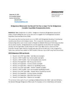 Bridgestone Motorcycle Has Record First Year as Spec Tire for Bridgestone Canadian Superbike Championship Series Press Release