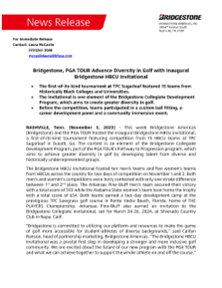 Bridgestone, PGA TOUR Advance Diversity in Golf with Inaugural Bridgestone HBCU Invitational Press Release