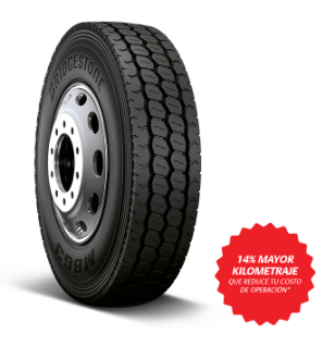 La Bridgestone M863, es una llanta de última generación para todas las posiciones de camiones de concreto, volquetas, camiones de construcción e ingenios