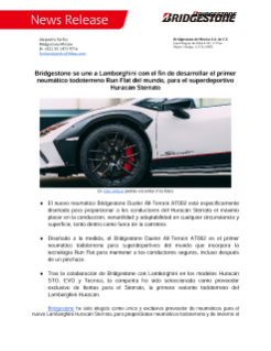 El nuevo neumático Bridgestone Dueler All-Terrain AT002 está específicamente diseñado para proporcionar a los conductores del Huracán Sterrato