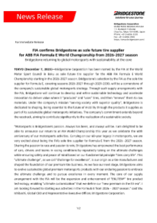 FIA confirms Bridgestone as sole future tire supplier for ABB FIA Formula E World Championship from 2026-2027 season Press Release