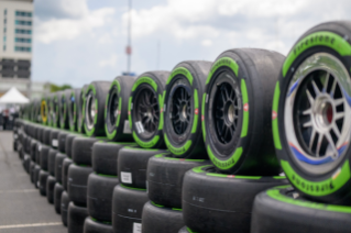 Tire stacks of guayule race tires