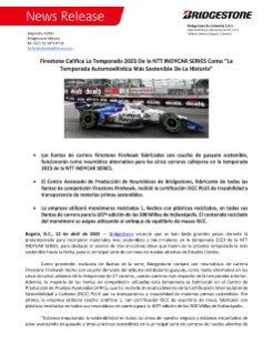 Las llantas de carrera Firestone Firehawk fabricadas con caucho de guayule sostenibe, funcionarán como neumático alternativo para las cinco carreras callejeras en la temporada 2023 de la NTT Indicar Series.