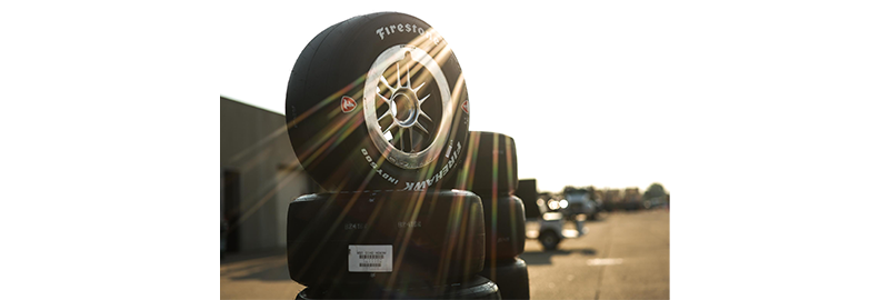 Stack of Firestone Firehawk Indy 500 tires