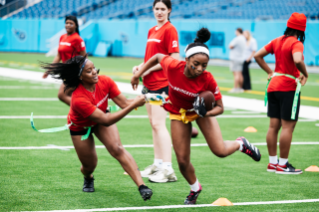 Bridgestone and the Tennessee Titans held a girls flag football camp for local schools at Nissan Stadium.
