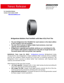 Bridgestone Bolsters Port Portfolio with New VCLG Port Tire Press Release