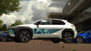 Bridgestone is supplying its Alenza 001 tire with ENLITEN technology for Toyota bZ4X electric vehicles at Paris 2024.