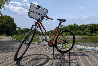 A bicycle provided by Bridgestone that will be used by athletes, staff and volunteers at Paris 2024.