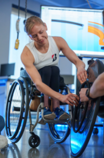 Paralympian Susannah Scaroni has been working with Bridgestone engineers to help test rubber equipment for racing wheelchairs and racing gloves.