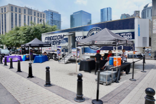 Truckers Against Trafficking trailers set up for a community event in Nashville