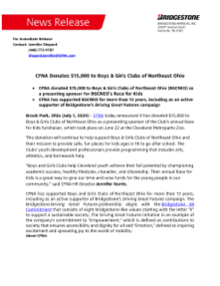 CFNA Donates $15,000 to Boys & Girls Clubs of Northeast Ohio Press Release