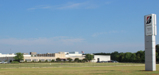 Exterior wide shot of Bridgestone's tire manufacturing plant in Wilson, NC. 