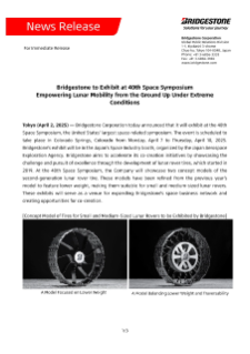 Bridgestone to Exhibit at 40th Space Symposium Empowering Lunar Mobility from the Ground Up Under Extreme Conditions Press Release