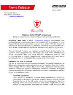 Firestone Kicks Off 125th Anniversary Press Release