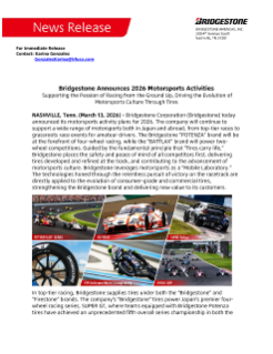 Bridgestone Announces 2026 Motorsports Activities Press Release