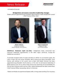 Bridgestone announces executive leadership changes Press Release