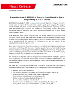 Bridgestone Awards $200,000 in Grants to Expand Adaptive Sports Programming in 75 U.S. Schools Press Release