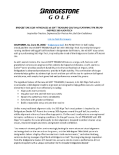 Bridgestone Golf Introduces e6 Soft Treadline Golf Ball Featuring Tire Tread-inspired 360 Align Tech Press Release