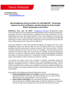 New Bridgestone Blizzak IcePeak Tire with ENLITEN™ Technology Features Ice Grip Certification and New Design for Even Greater Winter Performance and Control Press Release