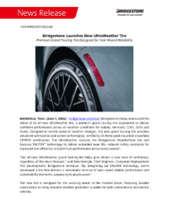 Bridgestone Launches New UltraWeather Tire Press Release