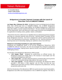 Bridgestone to Broaden Segment Coverage with the Launch of Three New Tires at CONEXPO-CONAGG Press Release