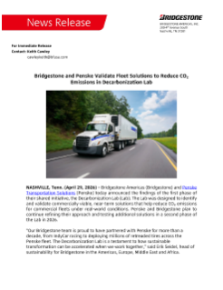 Bridgestone and Penske Validate Fleet Solutions to Reduce CO₂ Emissions in Decarbonization Lab 