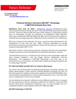 Firestone Racing to Introduce ENLITEN™ Technology in INDYCAR Firehawk Race Tires Press Release